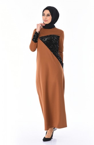 Cinnamon Color Hijab Dress 4002-06