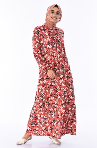 Zimtfarbig Hijab Kleider 9085-01
