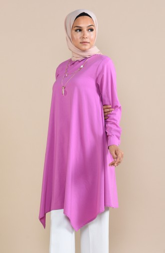 Kolyeli Asimetrik Tunik 5016-01 Lila