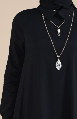 Asymmetrische Tunika mit Halskette 5016-08 Schwarz 5016-08