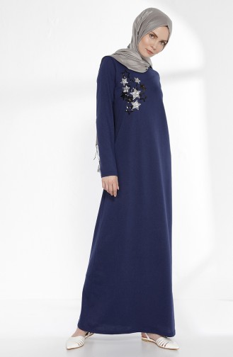 Kleid mit Pailletten 2979-11 Hell Dunkelblau 2979-11