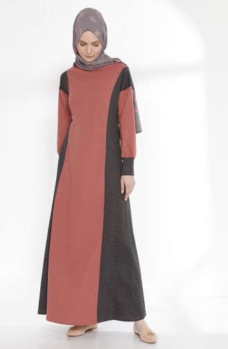 Robe Hijab Rose Pâle Foncé 2941-13