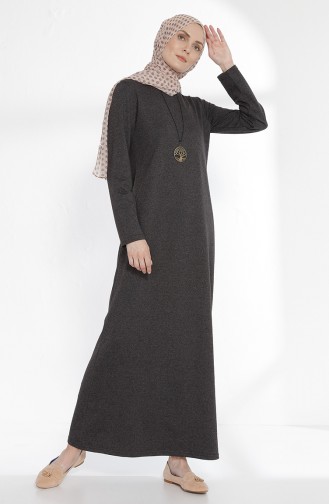 Kleid mit Halskette aus Zwei Garne Stoff 2779-03 Anthrazit 2779-03