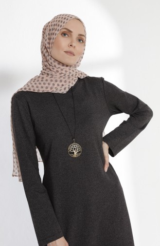 Kleid mit Halskette aus Zwei Garne Stoff 2779-03 Anthrazit 2779-03