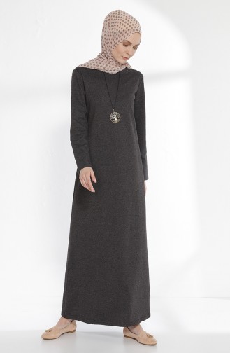 Kleid mit Halskette aus Zwei Garne Stoff 2779-03 Anthrazit 2779-03