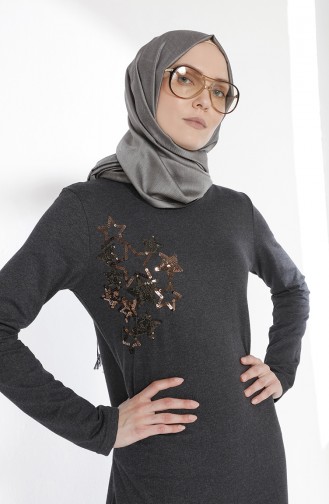 Anthrazit Hijab Kleider 2979-03