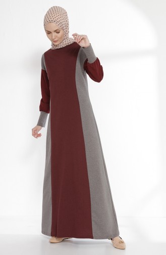 Weinrot Hijab Kleider 2941-14