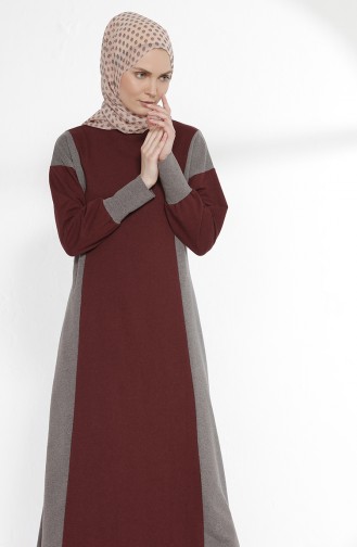 Weinrot Hijab Kleider 2941-14