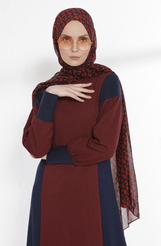 TUBANUR Garnili Dress 2941-11 Claret Red Navy Blue 2941-11