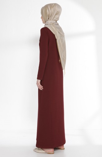 Weinrot Hijab Kleider 2779-04