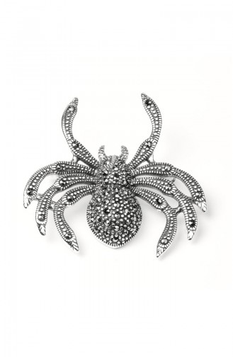 925 Sterling Silver Spider Patterned Brooch Silver 001