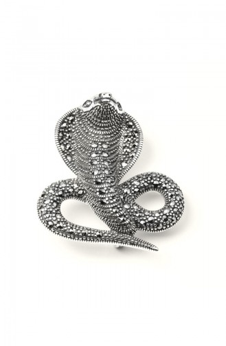 925 Sterling Silver Snake Patterned Brooch Silver 003