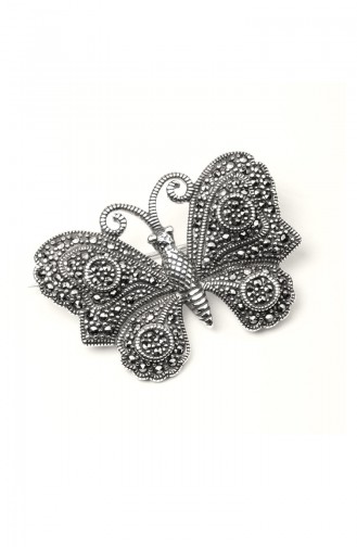 925 Sterling Silver Butterfly Patterned Brooch Silver 009