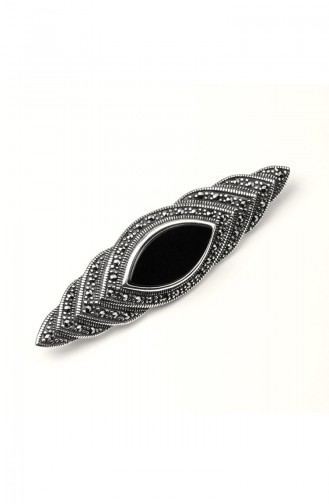 Broche en Argent Sterling 925 avec Pierre Noir ANYZK-BROS-011	Noir 011