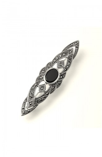 Broche en Argent Sterling 925 avec Pierre Noir ANYZK-BROS-015	Noir 015