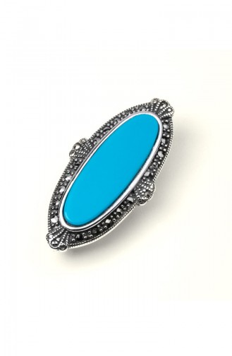 925 Sterling Silver Large Turquoise Stone Brooch Turquoise 016