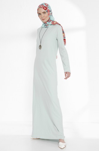 Kleid mit Zwei Garne und Halskette 2779-17 Mandel Grün 2779-17