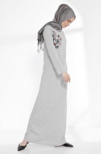 Gray Hijab Dress 2979A-01