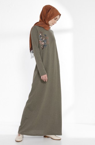 Khaki Hijab Dress 2979-10