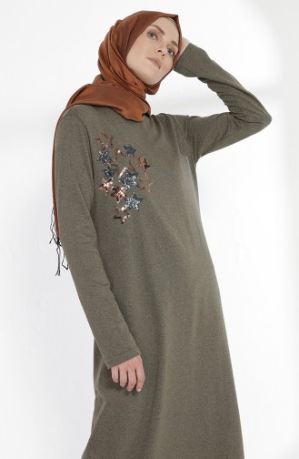 Khaki Hijab Dress 2979-10