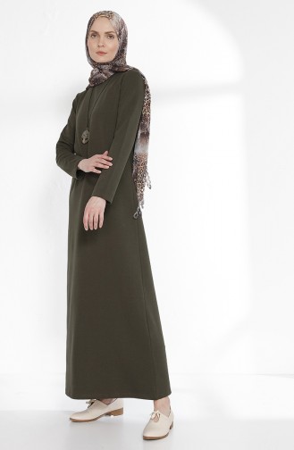 Robe avec Collier 2779-14 Vert Khaki Foncé 2779-14