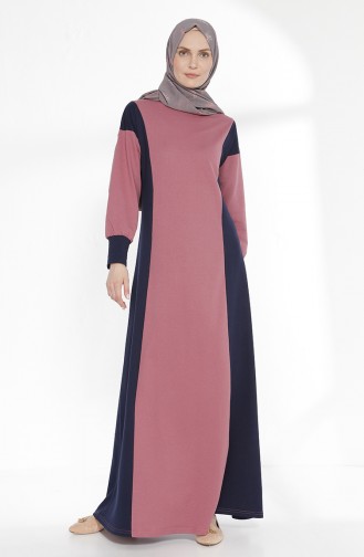 TUBANUR Garnili Dress 2941-07 Dried Rose Navy Blue 2941-07