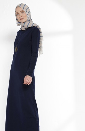 Kleid mit Halskette aus Zwei Garne Stoff 2779-02 Dunkelblau 2779-02