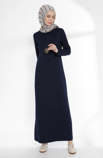 Kleid mit Halskette aus Zwei Garne Stoff 2779-02 Dunkelblau 2779-02