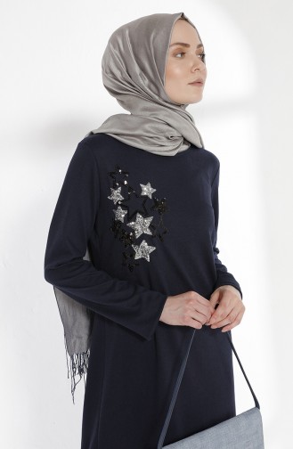 Navy Blue İslamitische Jurk 2979-01