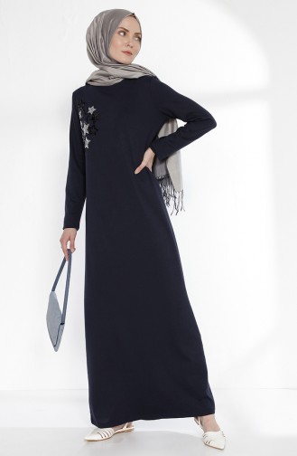 Navy Blue İslamitische Jurk 2979-01