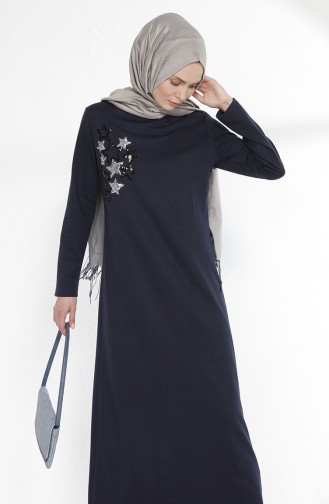Dunkelblau Hijab Kleider 2979-01