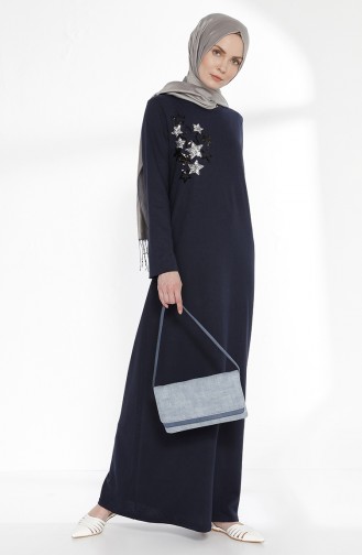 Navy Blue İslamitische Jurk 2979-01