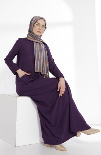 Lila Hijab Kleider 3092-08