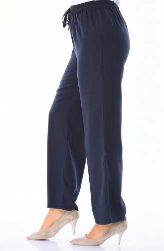 Lastikli Bol Paça Pantolon 2097-01 Lacivert