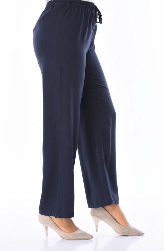 Lastikli Bol Paça Pantolon 2097-01 Lacivert