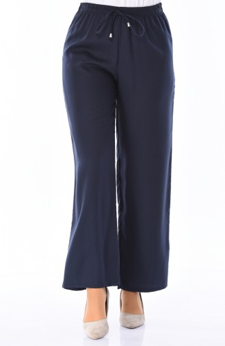 Lastikli Bol Paça Pantolon 2097-01 Lacivert