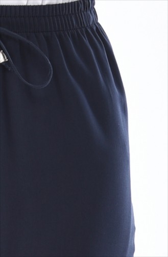 Lastikli Bol Paça Pantolon 2097-01 Lacivert