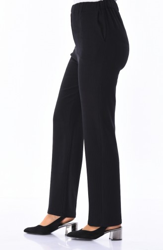 Straight Leg Trousers with Pockets 5001-01 Black 5001-01