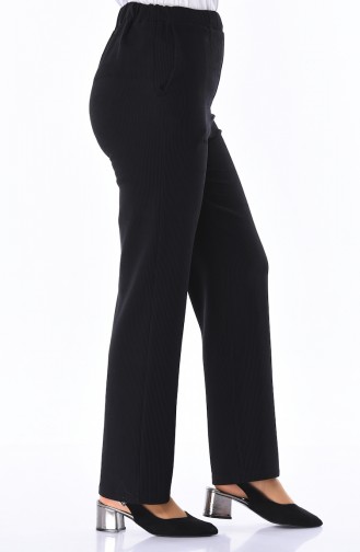 Straight Leg Trousers with Pockets 5001-01 Black 5001-01
