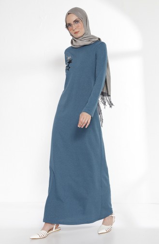 Petrol Hijab Dress 2979-12