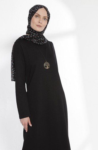 توبانور فستان مُحاك بتصميم مُزين بقلادة 2779-06 لون أسود 2779-06
