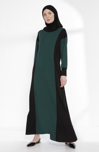 TUBANUR Garnili Dress 2941-03 Emerald Green Black 2941-03