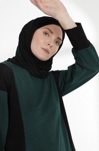 TUBANUR Garnili Dress 2941-03 Emerald Green Black 2941-03