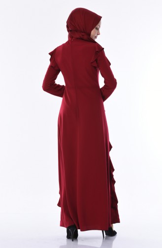 Claret Red Hijab Dress 8042-01