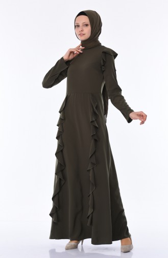 Khaki Hijab Dress 8042-02