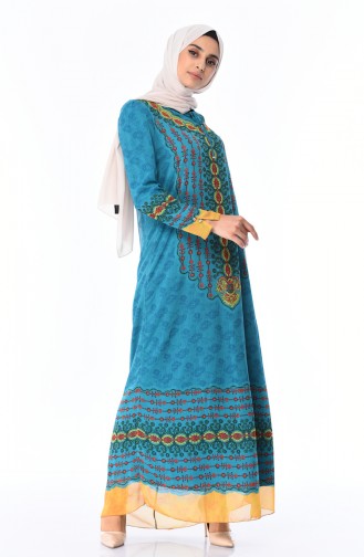 Petrol Hijab Dress 6Y3608429-02