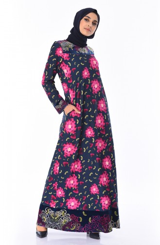 Navy Blue Hijab Dress 7Y3716800-02