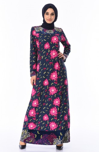 Navy Blue Hijab Dress 7Y3716800-02