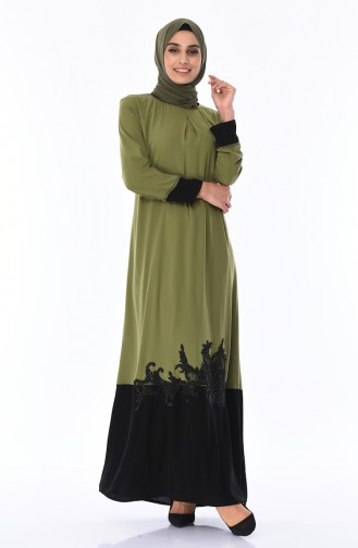 Khaki Hijab Dress 7Y3729100-02