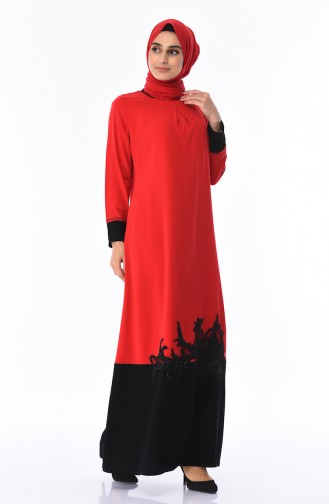 A Pile Dantel Detaylı Elbise 7Y3729100-03 Kırmızı